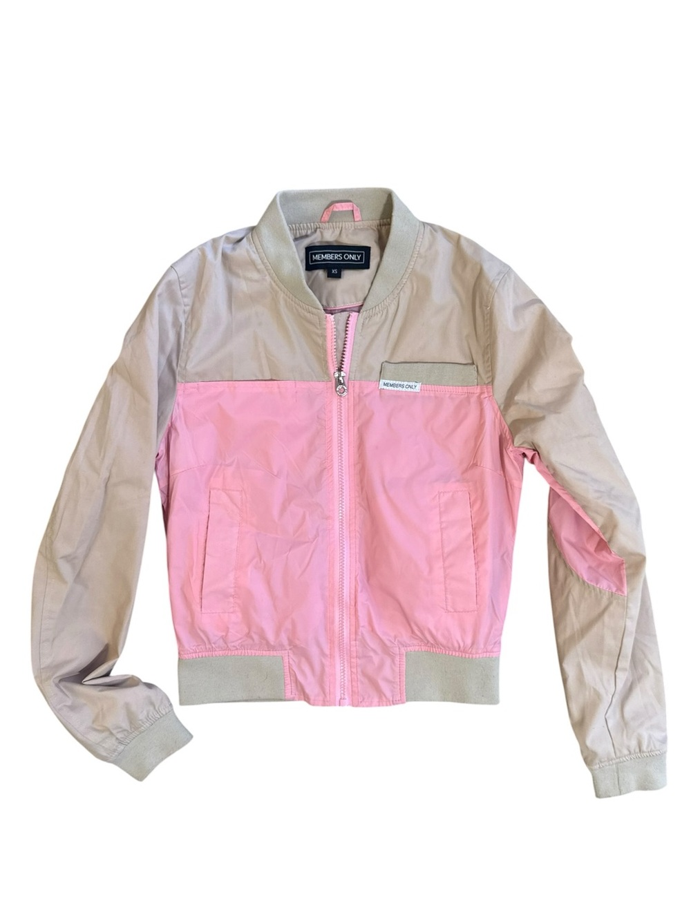 Members Only Pink and khaki Baseball Jacket Excellent